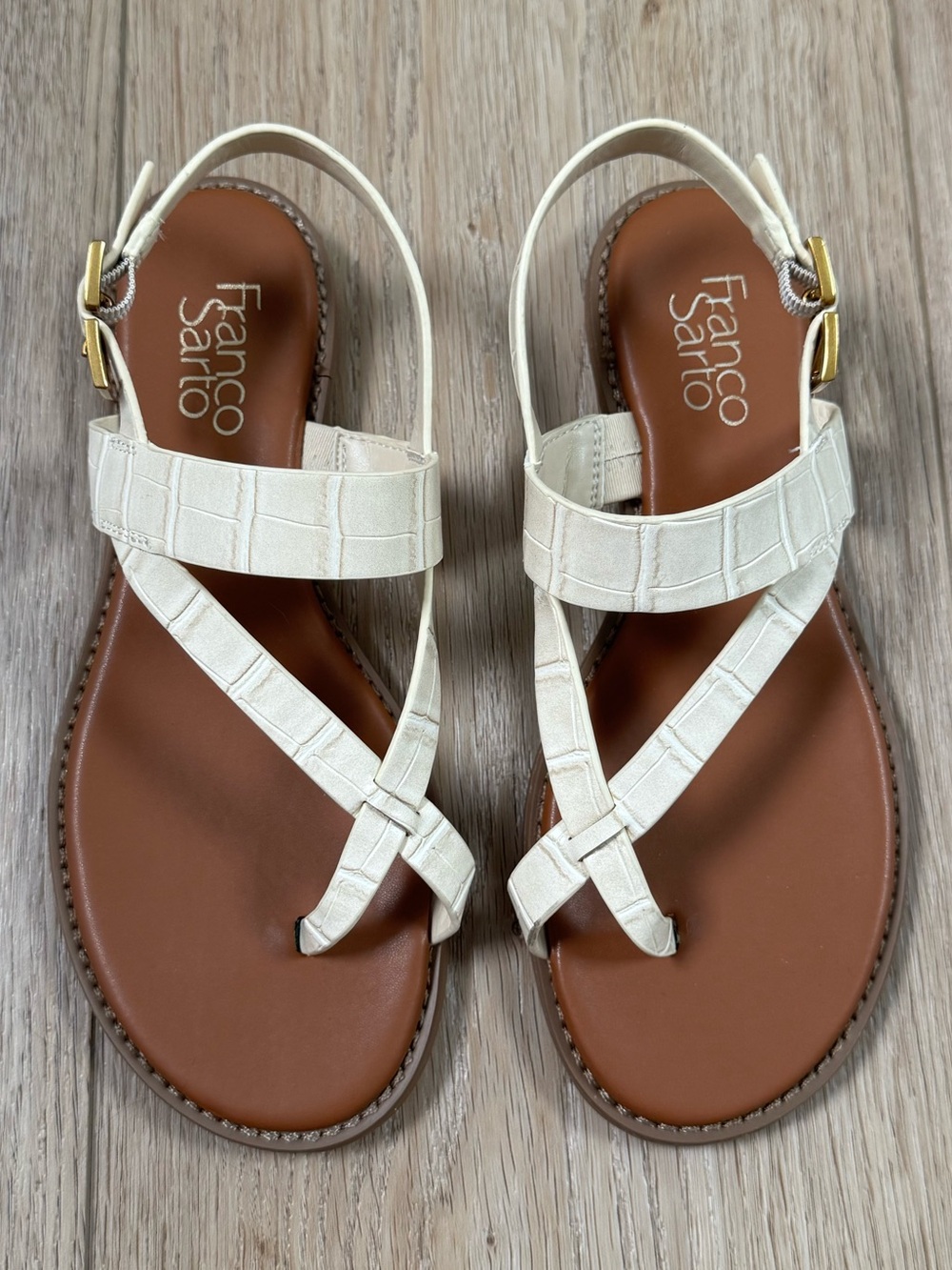 Franco Sarto Gabby Sandal Ivory Croc Print size 7